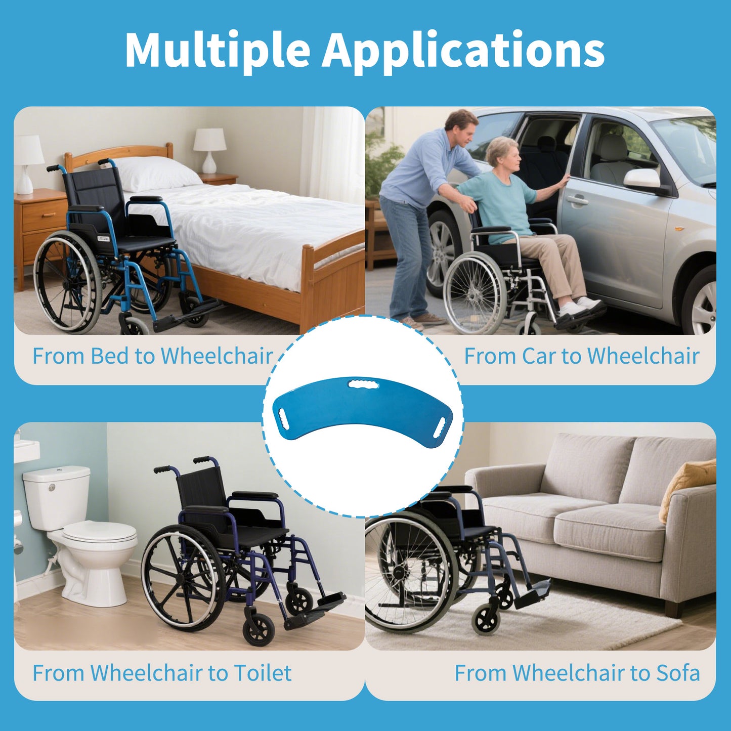 Suboton Curved Transfer Board with Non-Slip Pads for Seniors