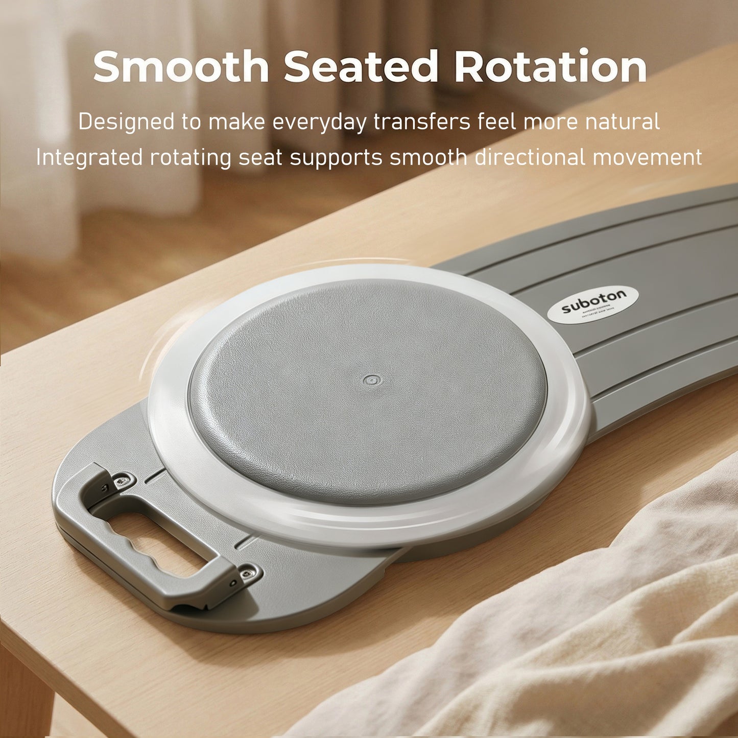 Suboton 360° Rotating Transfer Board with Slide Board for Seniors, Gray