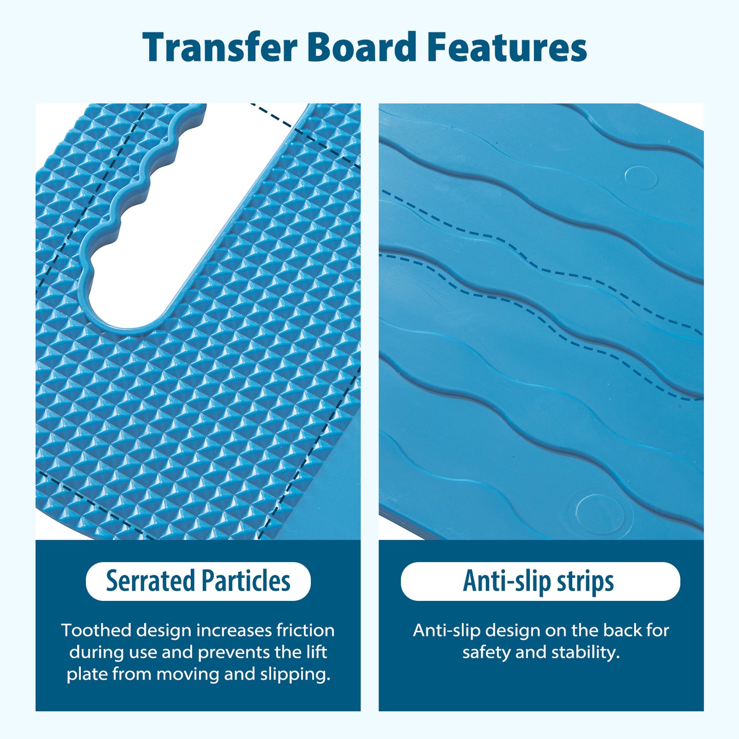 Suboton Curved Transfer Board with Non-Slip Pads for Seniors