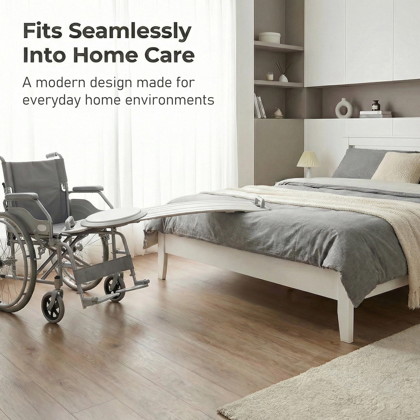 SUBOTON Rotating Transfer Board System with 360° Swivel Seat, 34.6” Patient Transfer Board for Bed, Wheelchair, Car and Chair Transfers, White