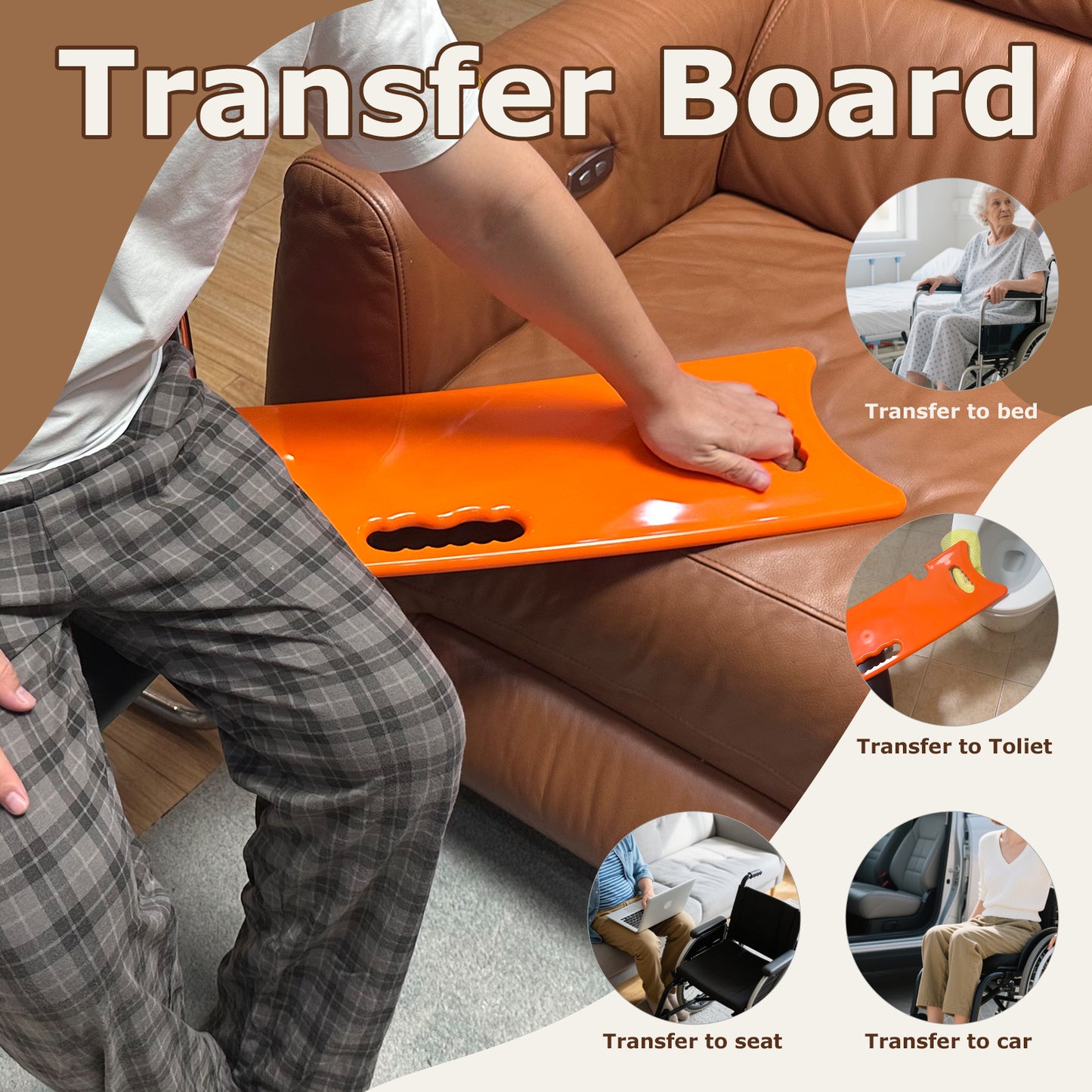 Suboton Slide Transfer Board for Wheelchair, Bed, Chair and Car Transfers